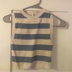 Zara blue and white striped knit top